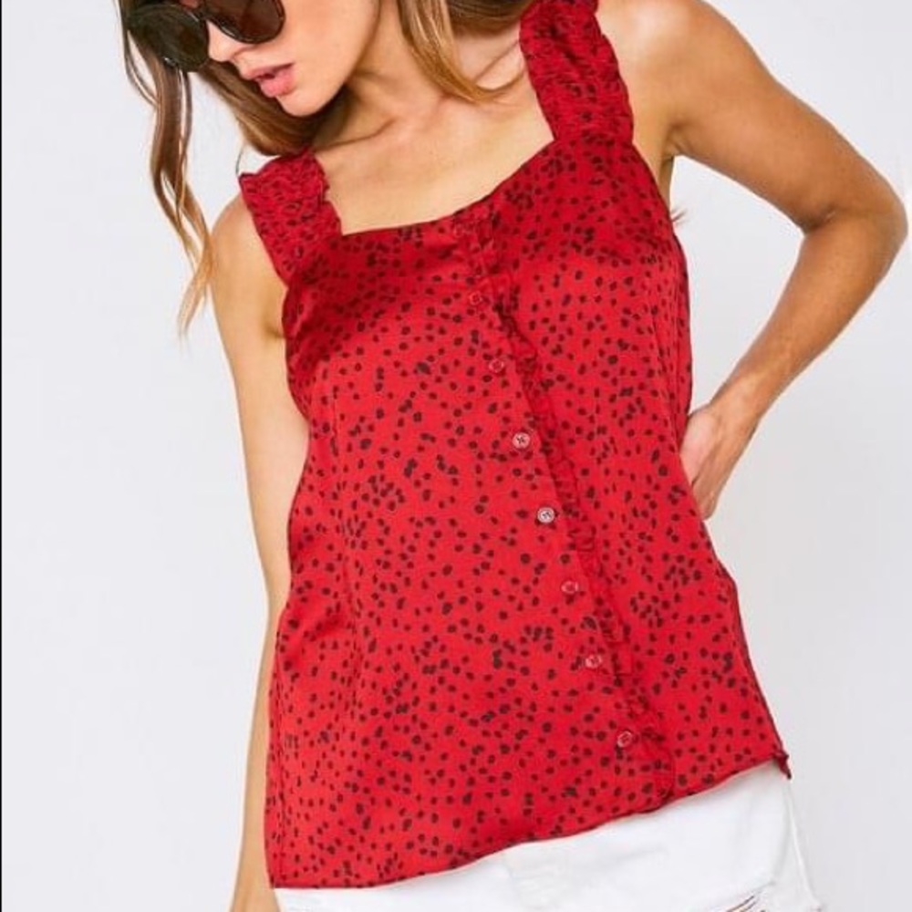 Dot Print Tank in Red